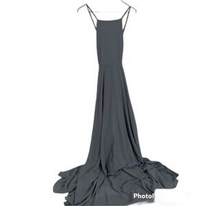 Lulu's Womens Sleeveless Cross Back Strap Long Maxi Dress Blue Size Small